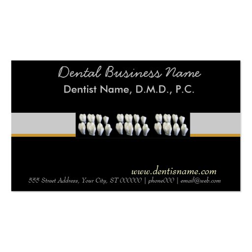 Dental Dentist Oral Care White Teeth Business Card Template (front side)