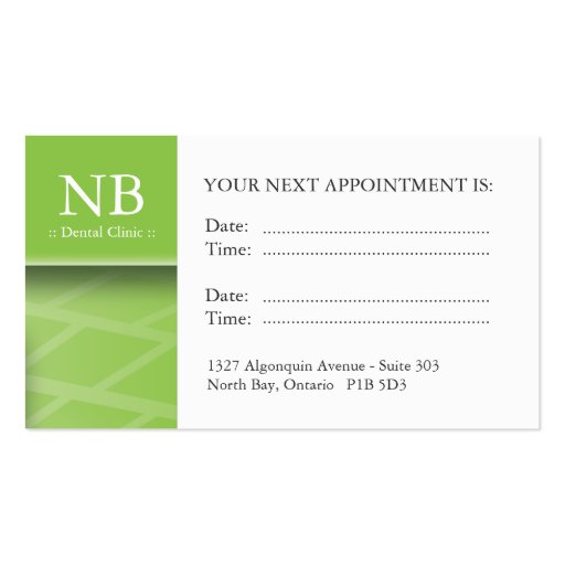 Dental / General Dentist Business Cards (back side)