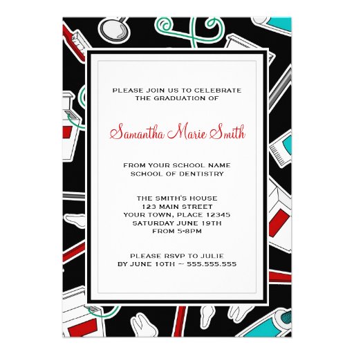 Dental Hygienist / Dental School Graduation Personalized Invitation