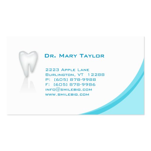 Dental Molar Business Card Blue curve (front side)