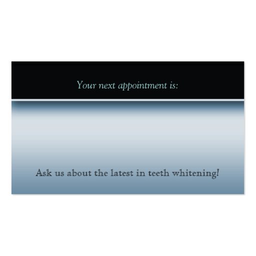 Dental Molar Business Card Blue Metallic (back side)