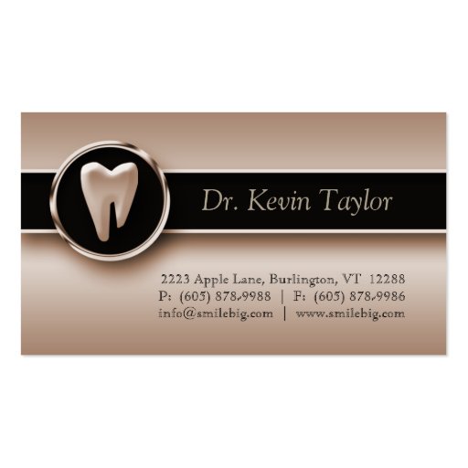 Dental Molar Business Card Bronze Metallic (front side)