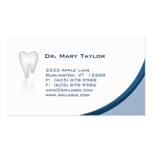 Dental Molar Business Card dark Blue curve (front side)