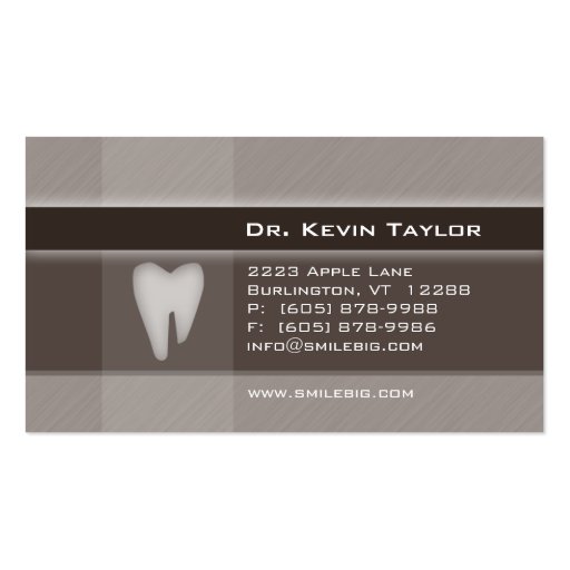 Dental Molar Business Card Denim brown stripes (front side)