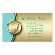 Dental Molar Business Card Gold Metal Blue 2