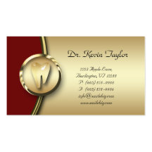 Dental Molar Business Card Gold Metal red