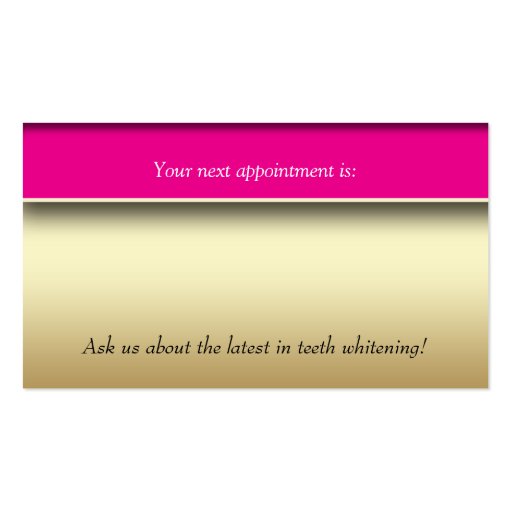 Dental Molar Business Card Gold Metallic Pink (back side)