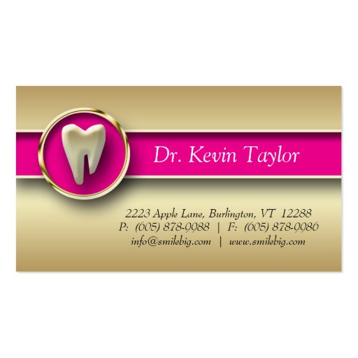 Dental Molar Business Card Gold Metallic Pink (front side)
