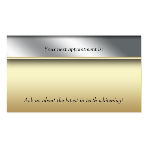 Dental Molar Business Card Gold Metallic Silver (back side)