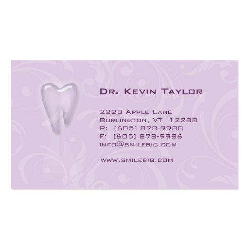 Dental Molar Business Card Violet Purple swirls