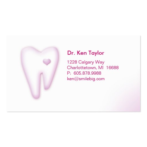 Dental Molar Heart Logo Business Card Pink 2 (front side)