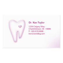 Dental Molar Heart Logo Business Card Pink 2