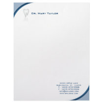 Dental Molar Stationery Blue Curve Logo Letterhead