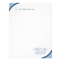 Dental Molar Stationery Blue Curve Logo Letterhead
