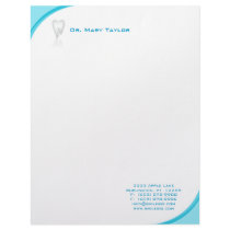 Dental Molar Stationery Turquoise Blue Curve Logo letterhead
