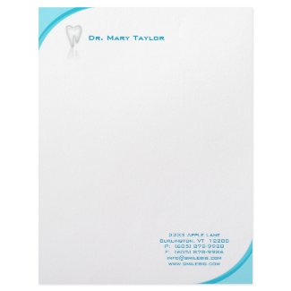 Dental Molar Stationery Turquoise Blue Curve Logo letterhead