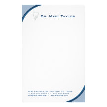 Dental Molar Tooth Stationery Blue Curve