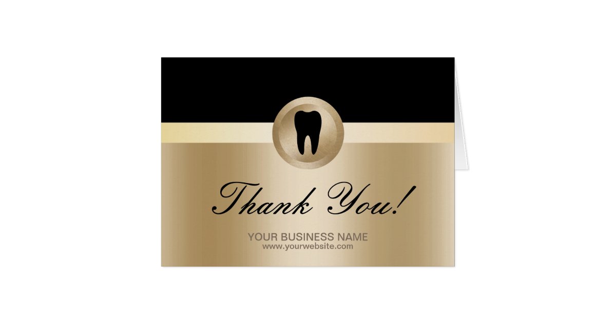 dental office modern black amp gold thank you card zazzle office thank you cards