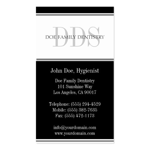 Dental Office Stripes DDS - Available Letterhead - Business Card Templates (back side)