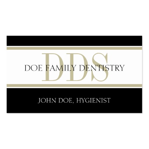 Dental Office Tan Stripes DDS White Business Card (front side)