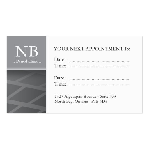 Dental / Orthopedist Business Cards (back side)