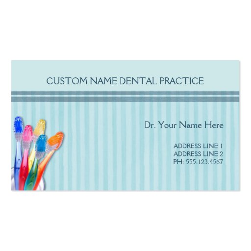 Dental Practice Toothbrush Stripes Business Cards (front side)