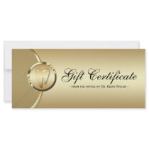 Dental Rack Card Gift Certificate Gold Molar Tooth
