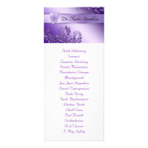 Dental Service Menu Purple Tooth Leaves Glitter Rack Card
