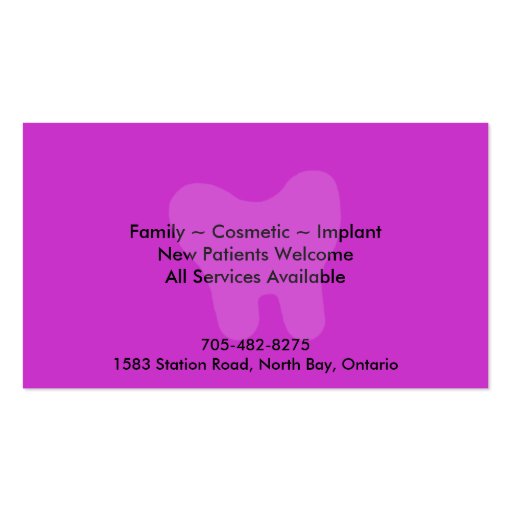 Dental Surgeon Business Card - Monogram (back side)