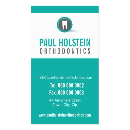 DENTIST APPOINTMENT CARD :: modern tooth logo 2 Business Card Template (front side)