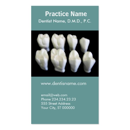 Dentist Appointment Dental Care Business Cards (front side)