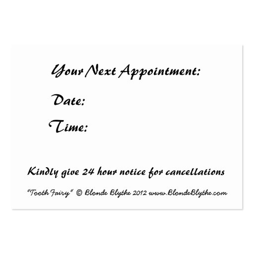 Dentist Business and Appointments Card Tooth Fairy Business Cards (back side)
