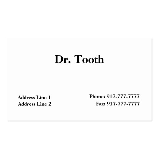 Dentist Business Card (back side)
