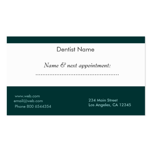 Dentist Business Card (back side)
