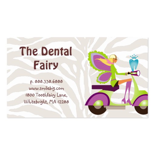 Dentist Business Card Scooter Cute Fairy (back side)