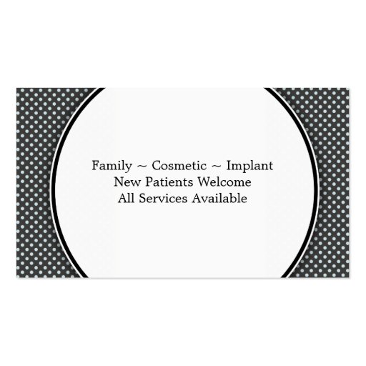 Dentist Business Card - Tooth Fun Dots Blue White (back side)