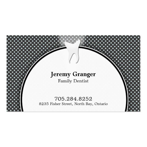 Dentist Business Card - Tooth Fun Dots Blue White (front side)