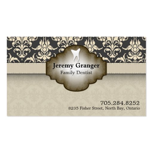 Dentist Business Card - Tooth Vintage Beige Brown