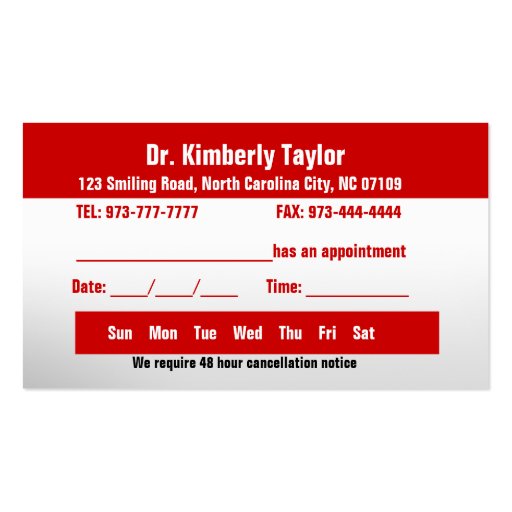 Dentist Business Cards- Color changeable (back side)