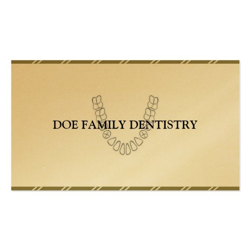 Dentist DDS Dental Office Teeth Gold Paper Business Card Template (front side)