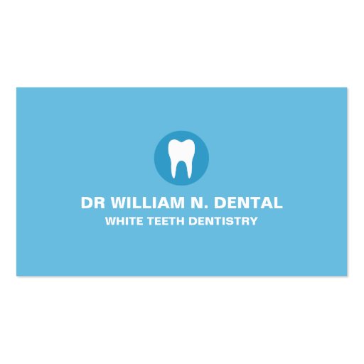 Dentist, dental blue business card with tooth logo (front side)