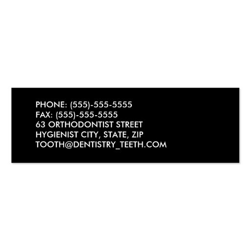 Dentist, dental business or profile card business card (back side)