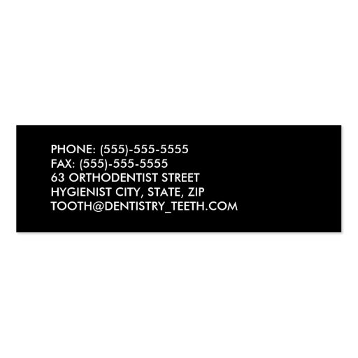 Dentist, dental business or profile card business card templates (back side)