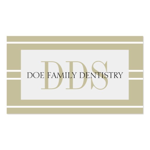 Dentist Dental Office Stripes DDS White Tan Business Card (front side)
