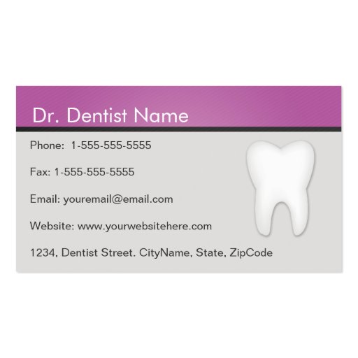 Dentist/Dental Studio Business Cards in Purple (back side)