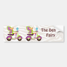 Dentist Gift Cute Tooth Fairy Scooter Girl Bumper Stickers