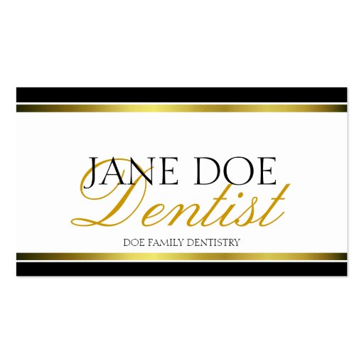 Dentist Gold Metallic Script Business Card Templates (front side)