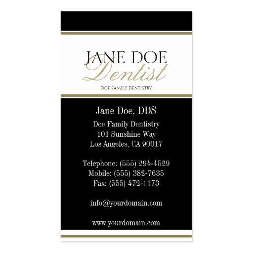 Dentist Gold Script -Available Letterhead - Business Card Template (back side)