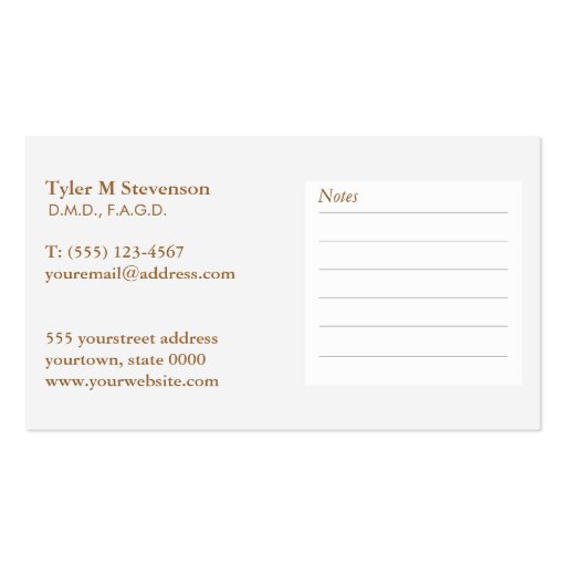 Dentist Office DDS Appointment Business Card (back side)