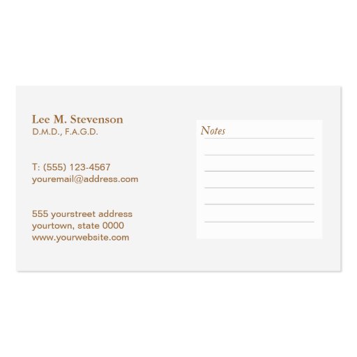 Dentist Office DDS Appointment Business Card (back side)